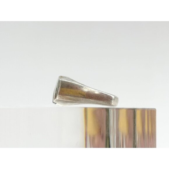 Modernist Mother of Pearl & Black Onyx Sterling Unisex Vintage Ring - sz 5.75 - Picture 3 of 9